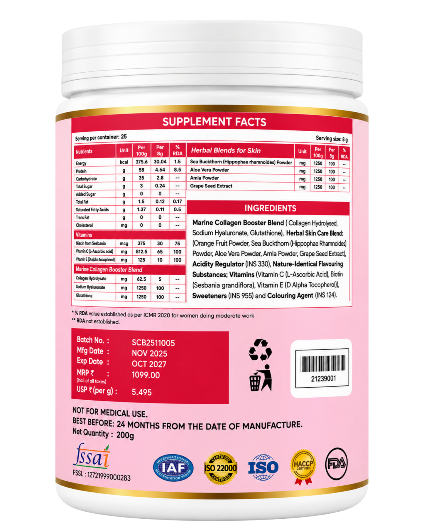 NutraAlt Skin Glow Collagen Booster – Fruit Punch Flavour