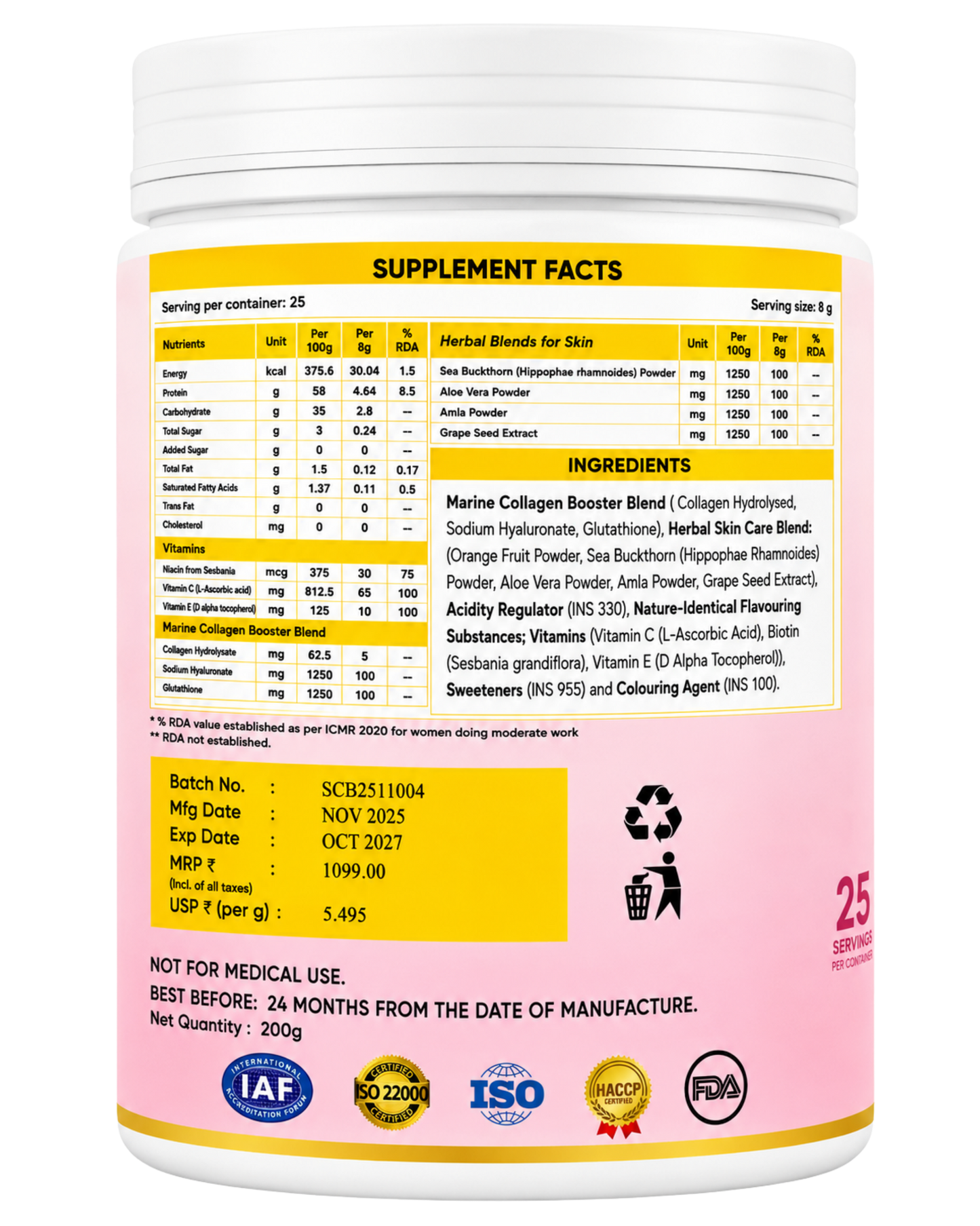 NutraAlt Skin Glow Collagen Booster – Pineapple Flavour