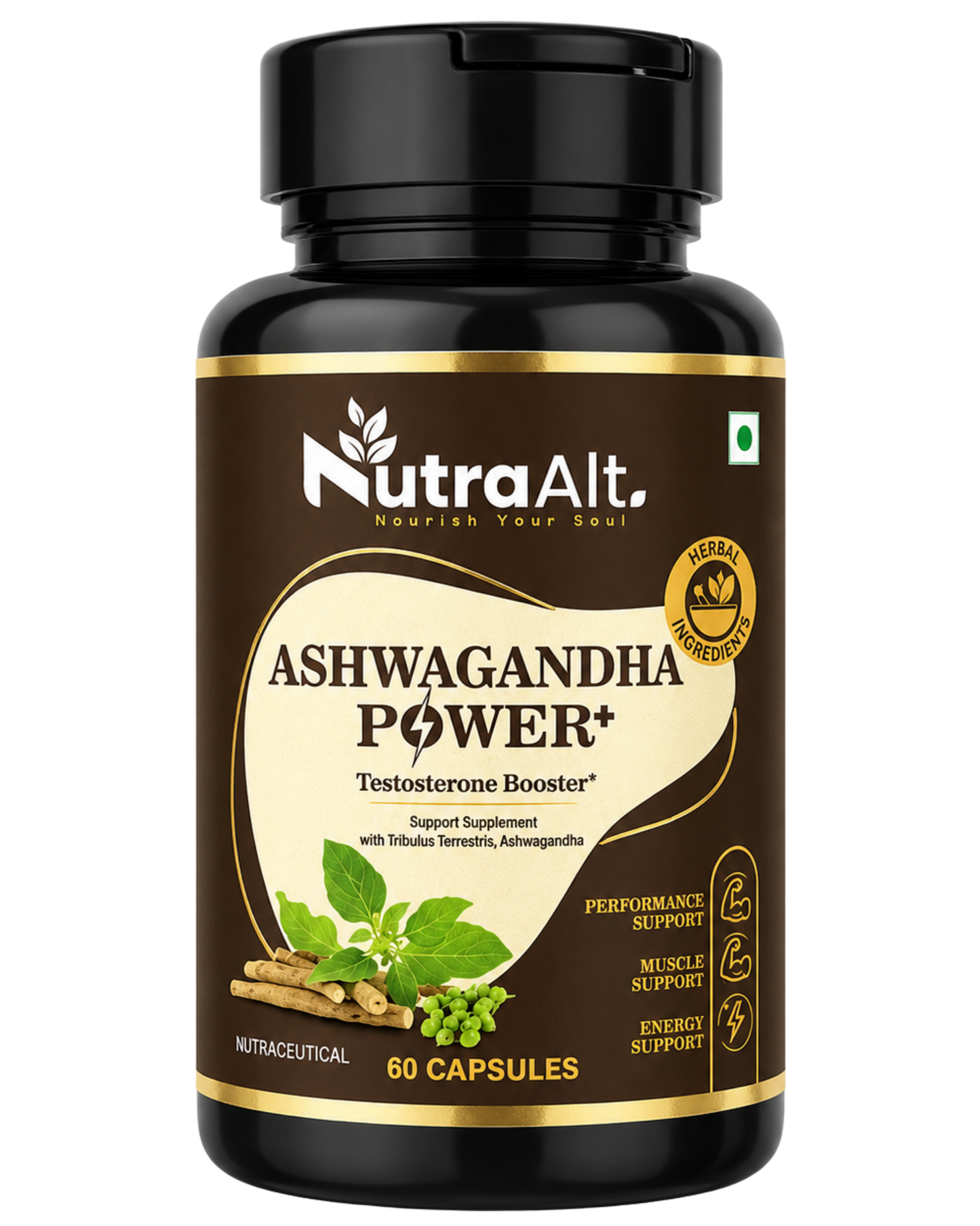 NutraAlt Ashwagandha Power Plus Capsules | Stress & Strength Support