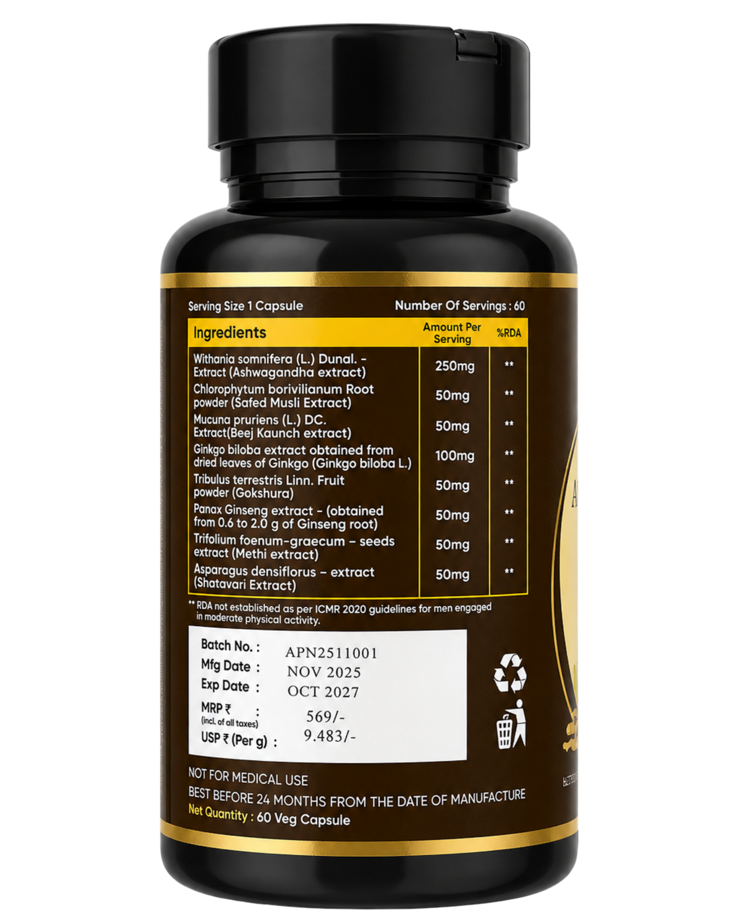 NutraAlt Ashwagandha Power Plus Capsules | Stress & Strength Support