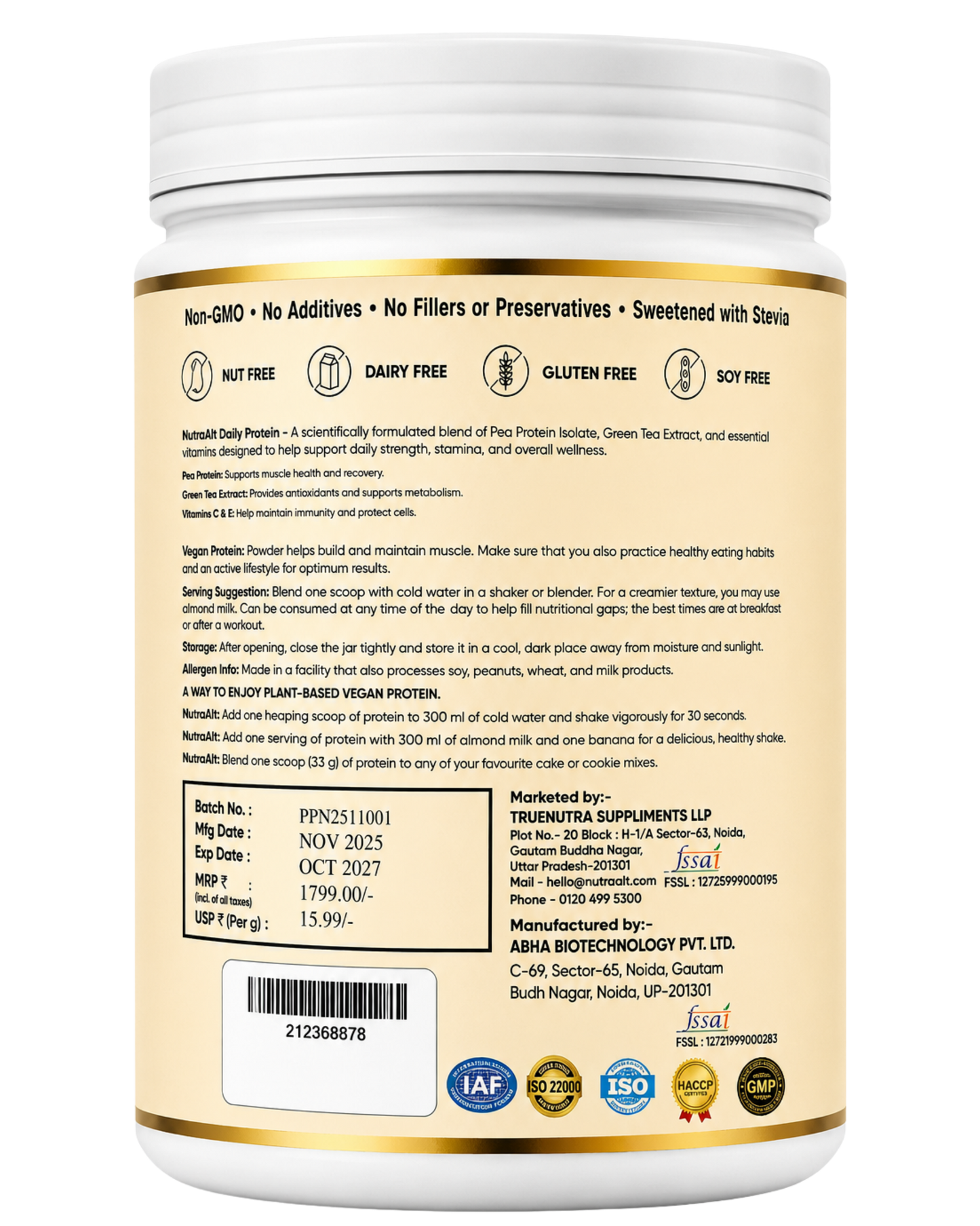 NutraAlt Plant Protein – Vanilla Flavour | Vegan Protein Powder