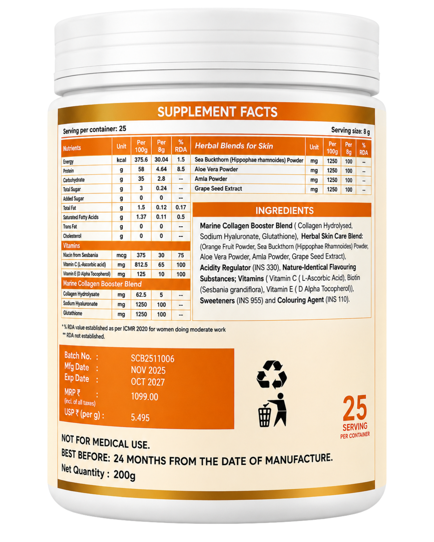 NutraAlt Skin Glow Collagen Booster – Orange Flavour