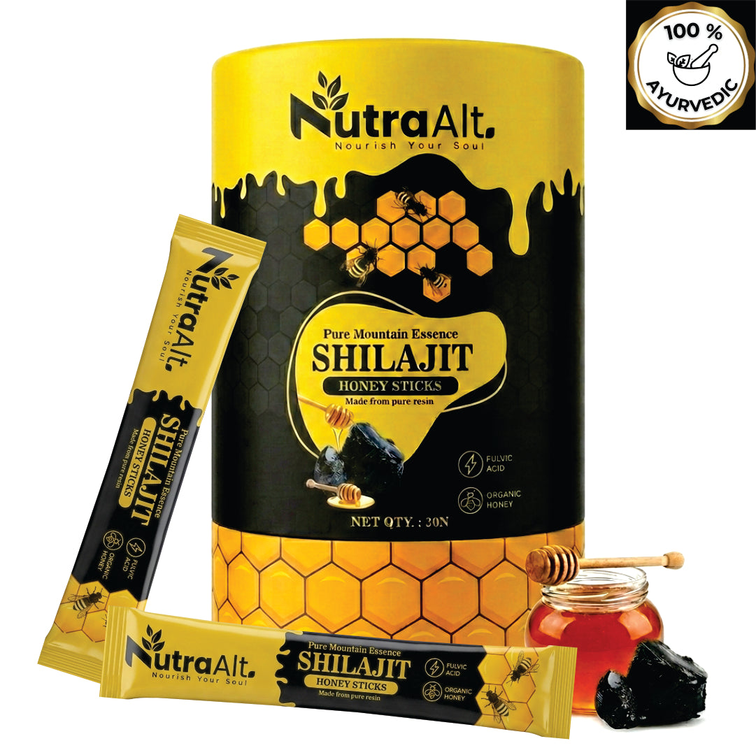 NutraAlt Shilajit Honey Sticks | Pure Shilajit with Organic Honey