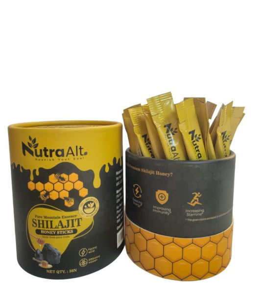 NutraAlt Shilajit Honey Sticks | Pure Shilajit with Organic Honey