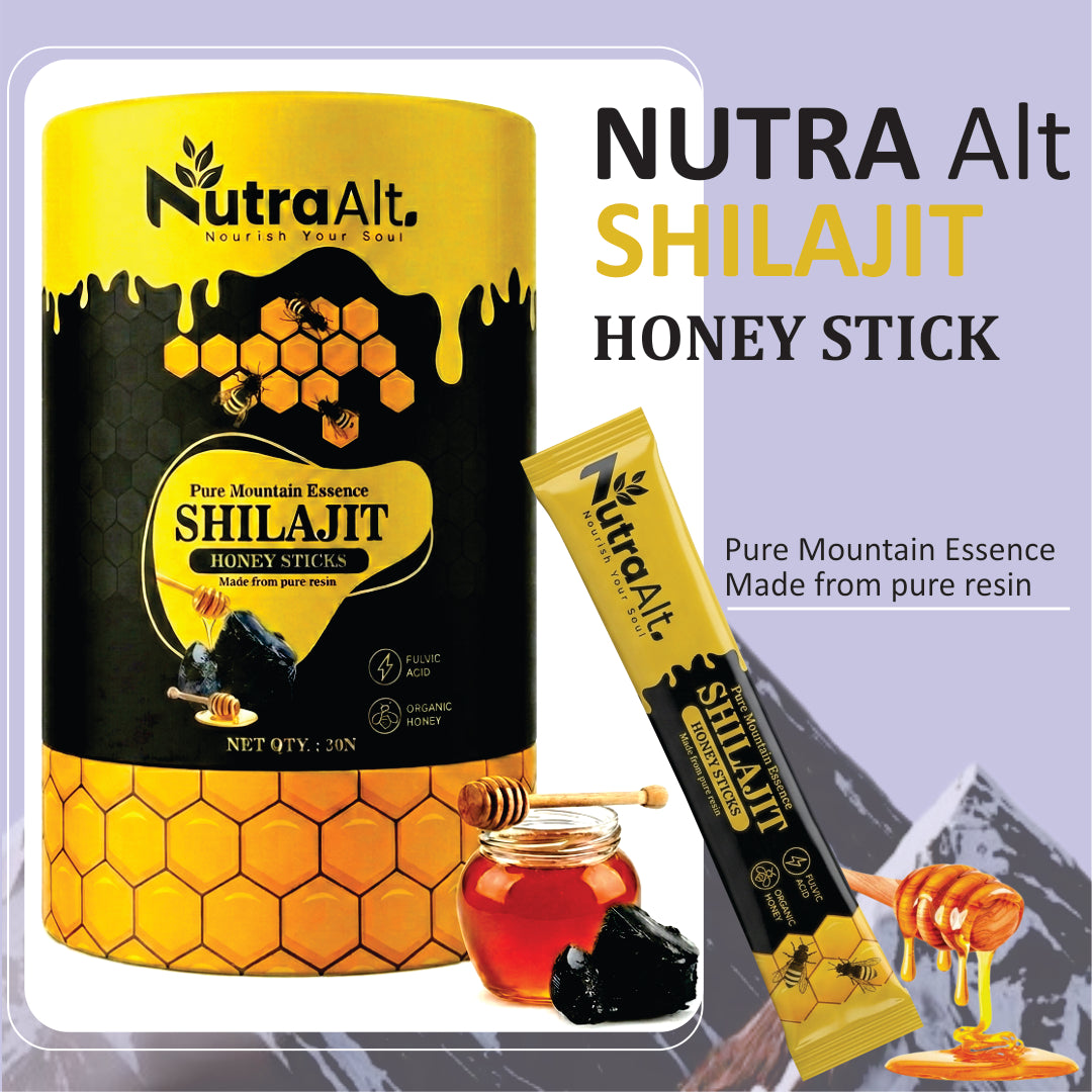 NutraAlt Shilajit Honey Sticks | Pure Shilajit with Organic Honey