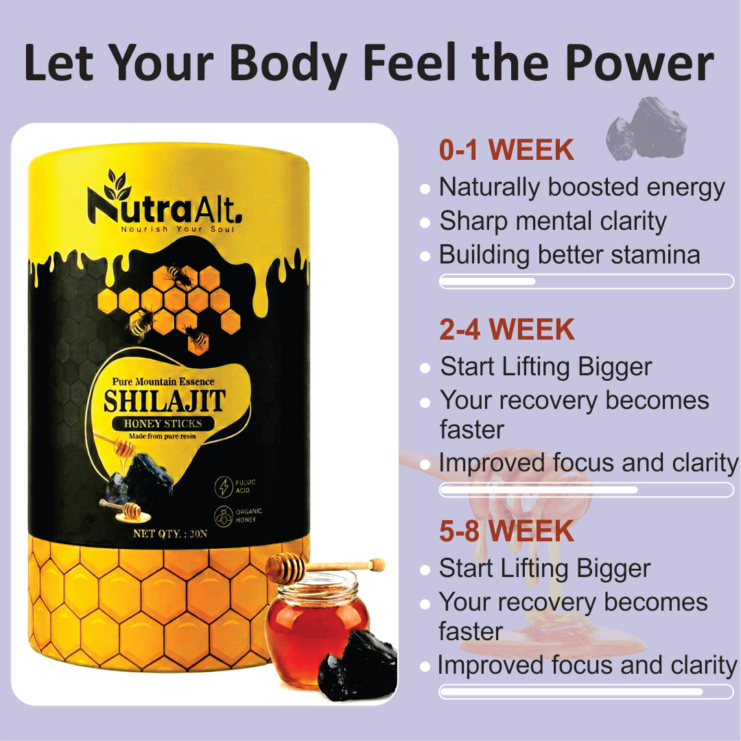NutraAlt Shilajit Honey Sticks | Pure Shilajit with Organic Honey